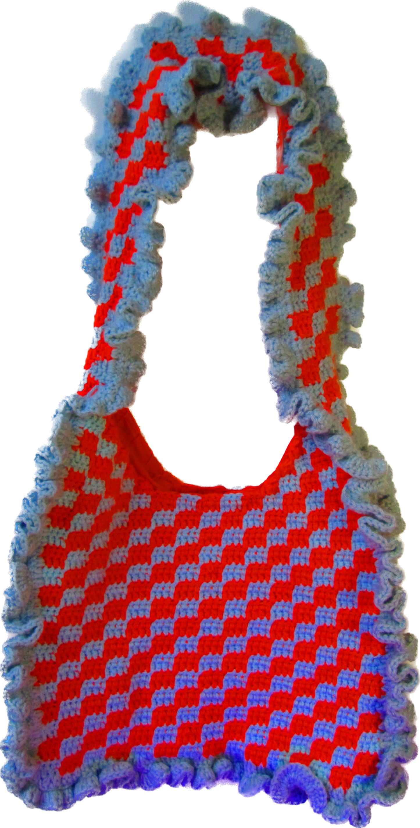 PALE BLUE/ORANGE RUFFLE MEGA-TOTE