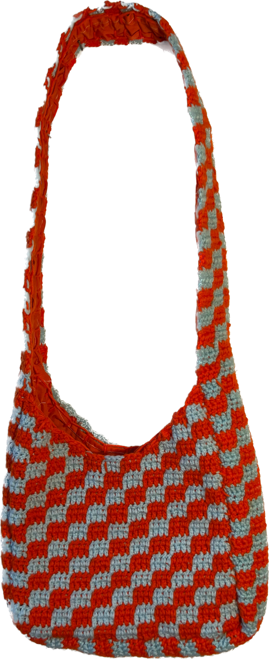 PALE BLUE AND ORANGE TOTE